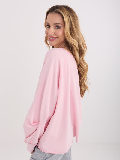 Jasnoróżowa bawełniana bluzka oversize