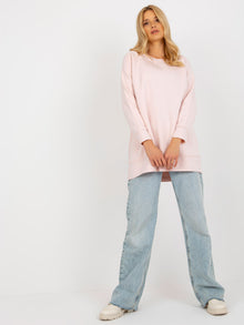 Jasnoróżowa dresowa bluza basic z okrągłym dekoltem