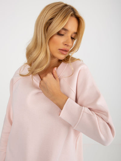 Jasnoróżowa dresowa bluza basic z okrągłym dekoltem