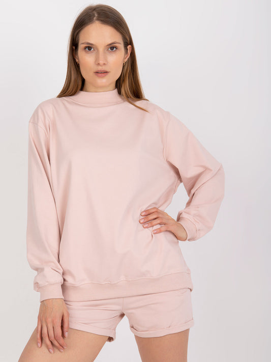 Jasnoróżowa dresowa bluza basic z długim rękawem