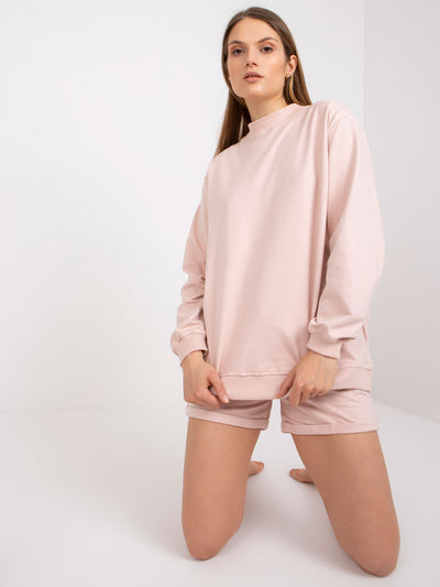 Jasnoróżowa dresowa bluza basic z długim rękawem
