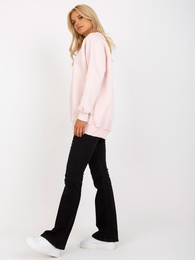 Jasnoróżowa dresowa bluza basic bez kaptura