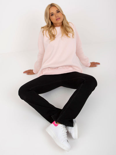 Jasnoróżowa dresowa bluza basic bez kaptura
