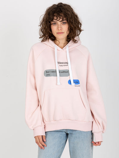 Jasnoróżowa dresowa bluza z nadrukiem oversize