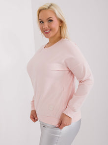 Jasnoróżowa bluzka plus size z długim rękawem