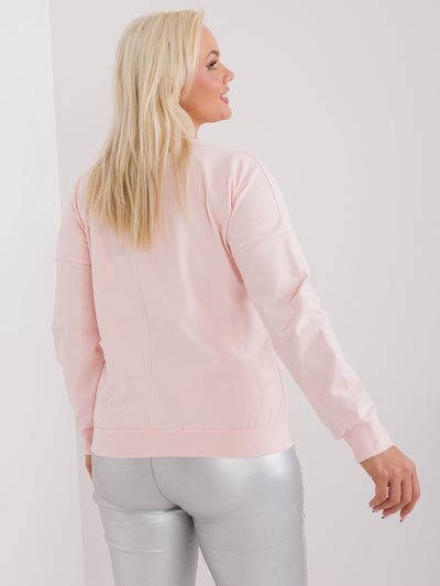 Jasnoróżowa bluzka plus size z długim rękawem