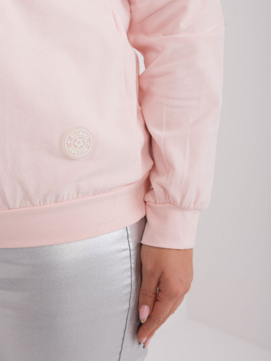 Jasnoróżowa bluzka plus size z długim rękawem