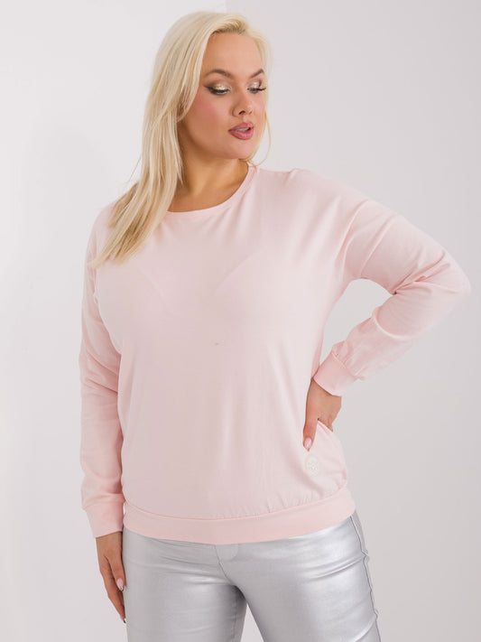 Jasnoróżowa bluzka plus size z długim rękawem