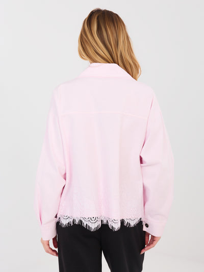RUE PARIS  Jasnoróżowa jeansowa kurtka oversize