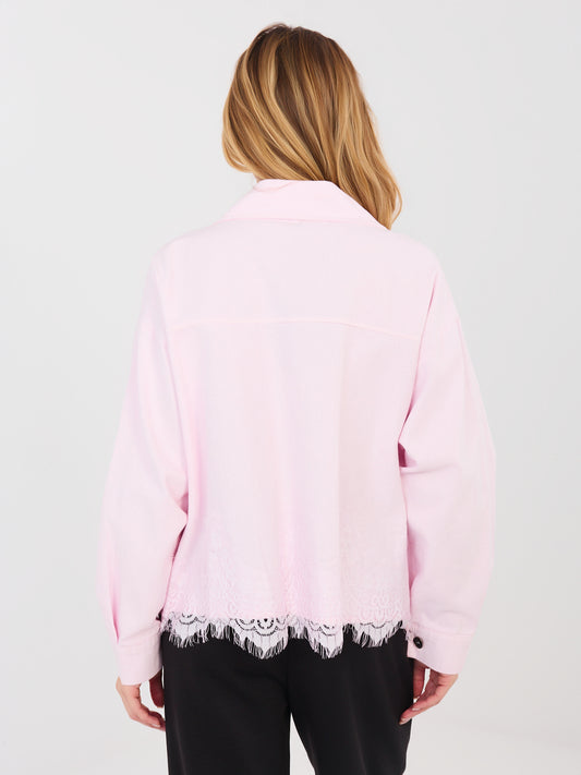 RUE PARIS  Jasnoróżowa jeansowa kurtka oversize