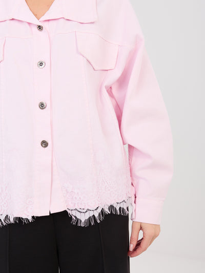 RUE PARIS  Jasnoróżowa jeansowa kurtka oversize