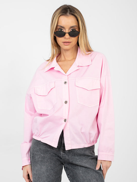 RUE PARIS Jasnoróżowa koszula oversize z bawełny