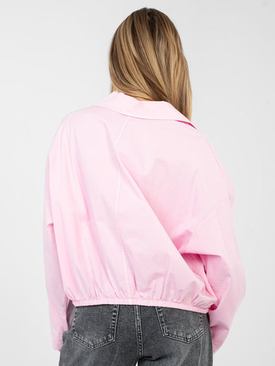 RUE PARIS Jasnoróżowa koszula oversize z bawełny