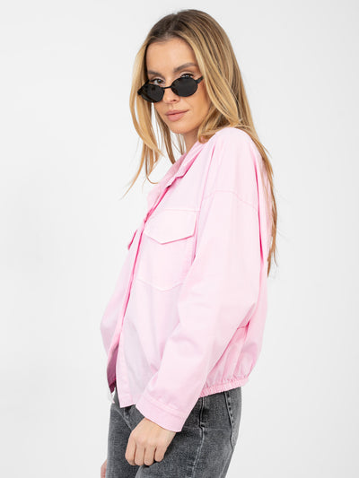RUE PARIS Jasnoróżowa koszula oversize z bawełny