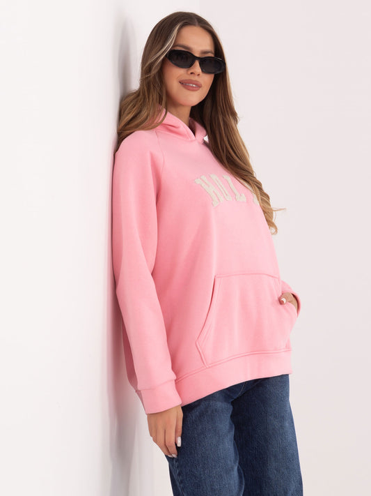 RUE PARIS  Jasnoróżowa bluza oversize z ociepleniem