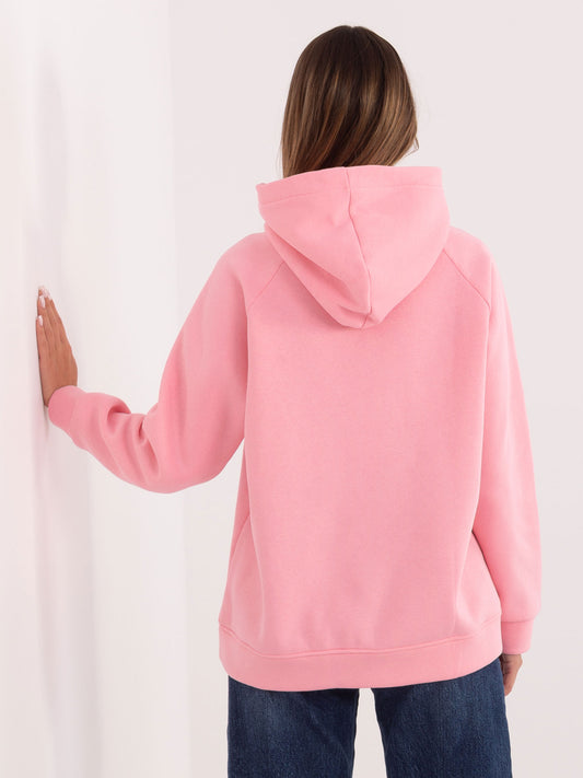 RUE PARIS  Jasnoróżowa bluza oversize z ociepleniem