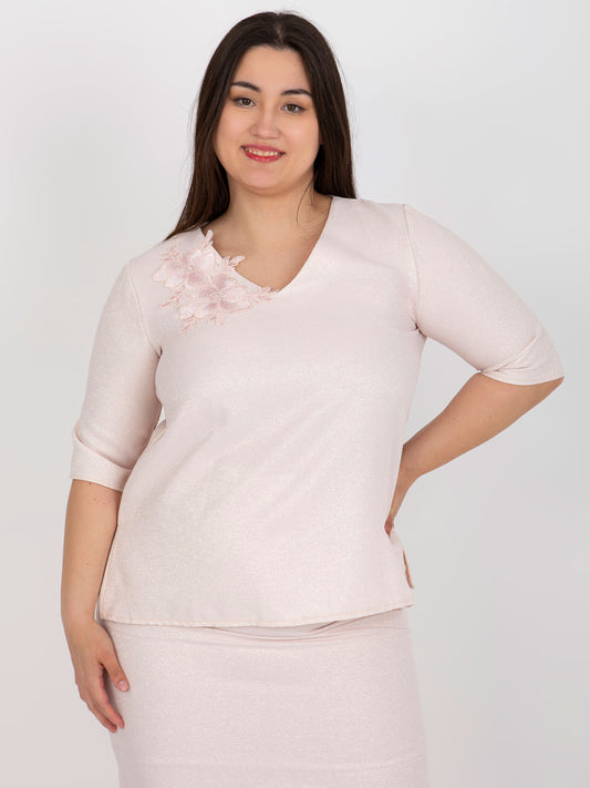 Jasnoróżowa damska bluzka plus size od kompletu