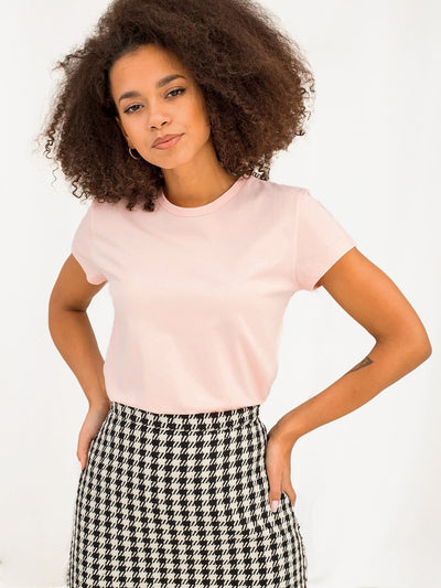 Jasnoróżowy bawełniany t-shirt basic Peachy
