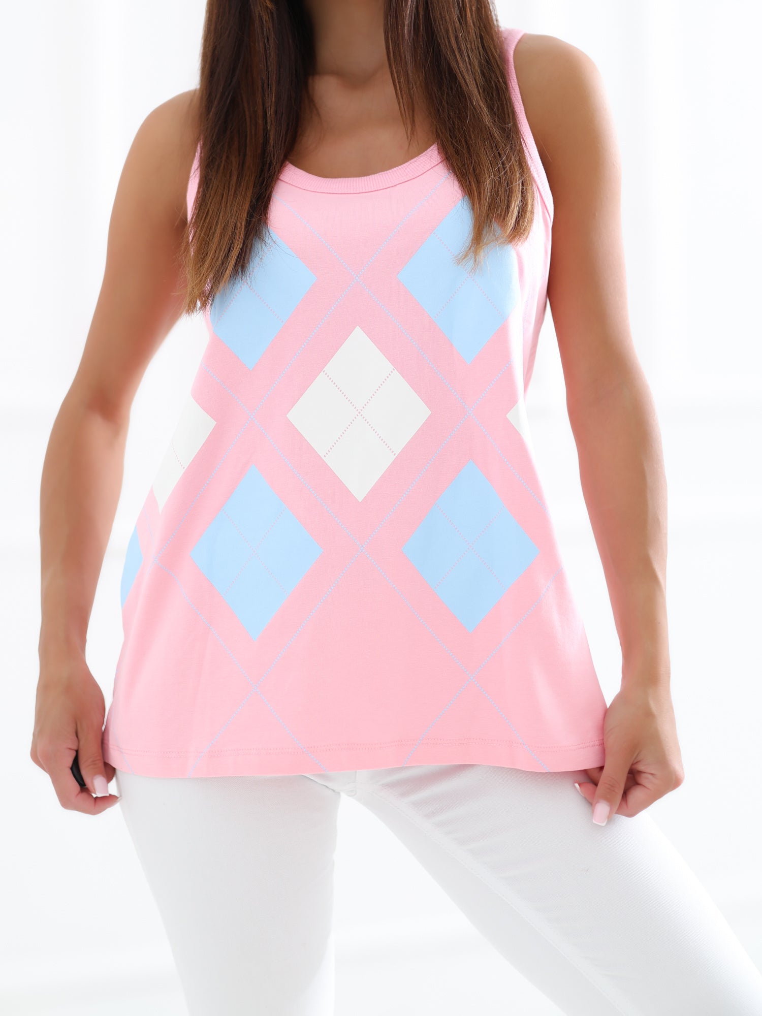 Jasnoróżowy damski tank top z bawełny