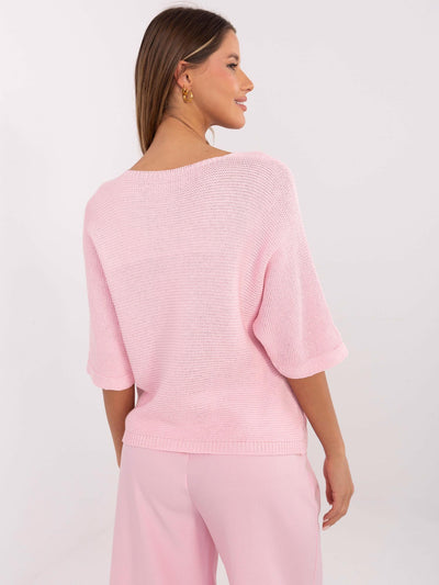 Jasnoróżowy sweter oversize z dodatkiem bawełny