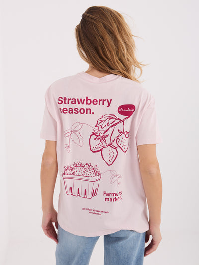 SUBLEVEL Jasnoróżowy t-shirt z nadrukiem na plecach