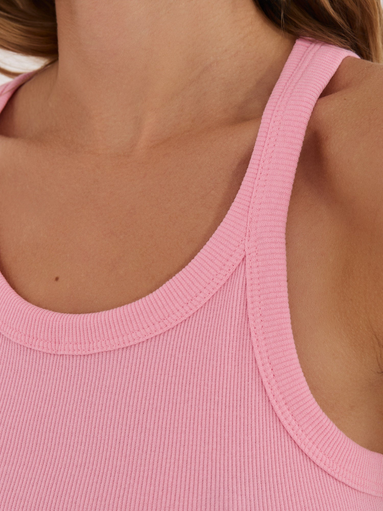 RUE PARIS Jasnoróżowy damski tank top z bawełny