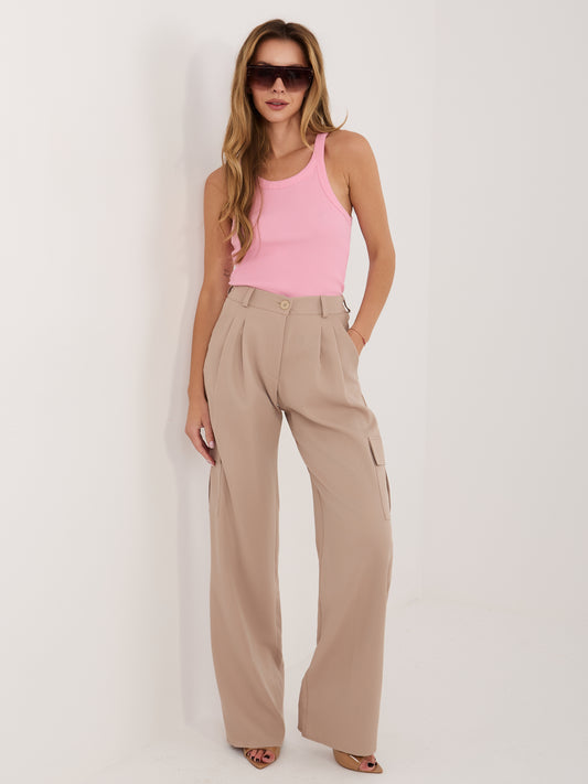 RUE PARIS Jasnoróżowy damski tank top z bawełny