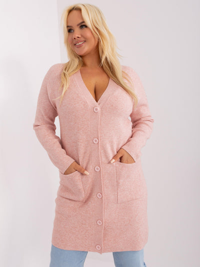 Jasnoróżowy sweter plus size z dzianiny