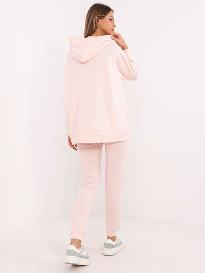 Jasnoróżowy melanżowy komplet basic z bluzą oversize