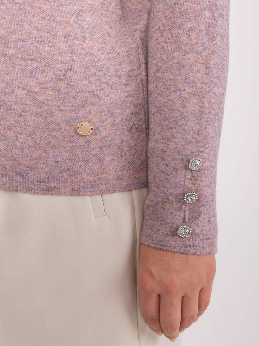 Jasnoróżowy melanżowy sweter plus size