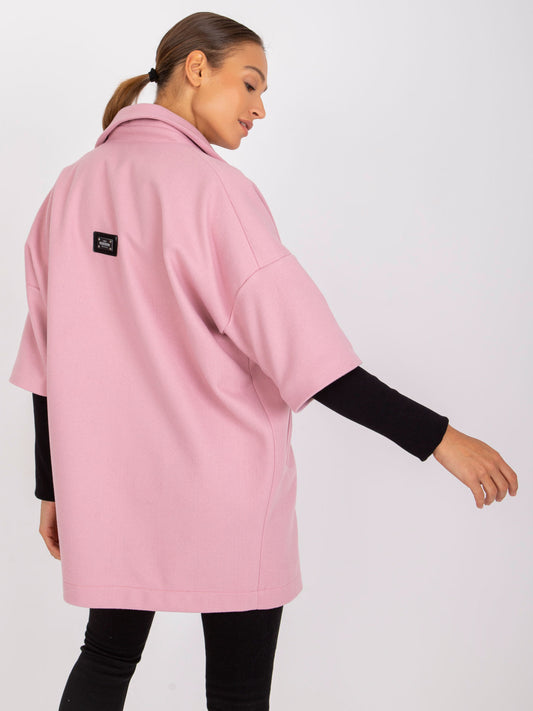 RUE PARIS Jasnoróżowy płaszcz oversize