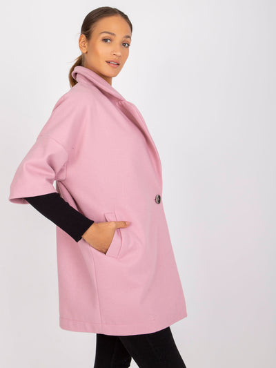 RUE PARIS Jasnoróżowy płaszcz oversize