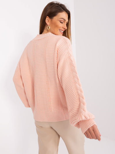 RUE PARIS Jasnoróżowy sweter z domieszką wełny