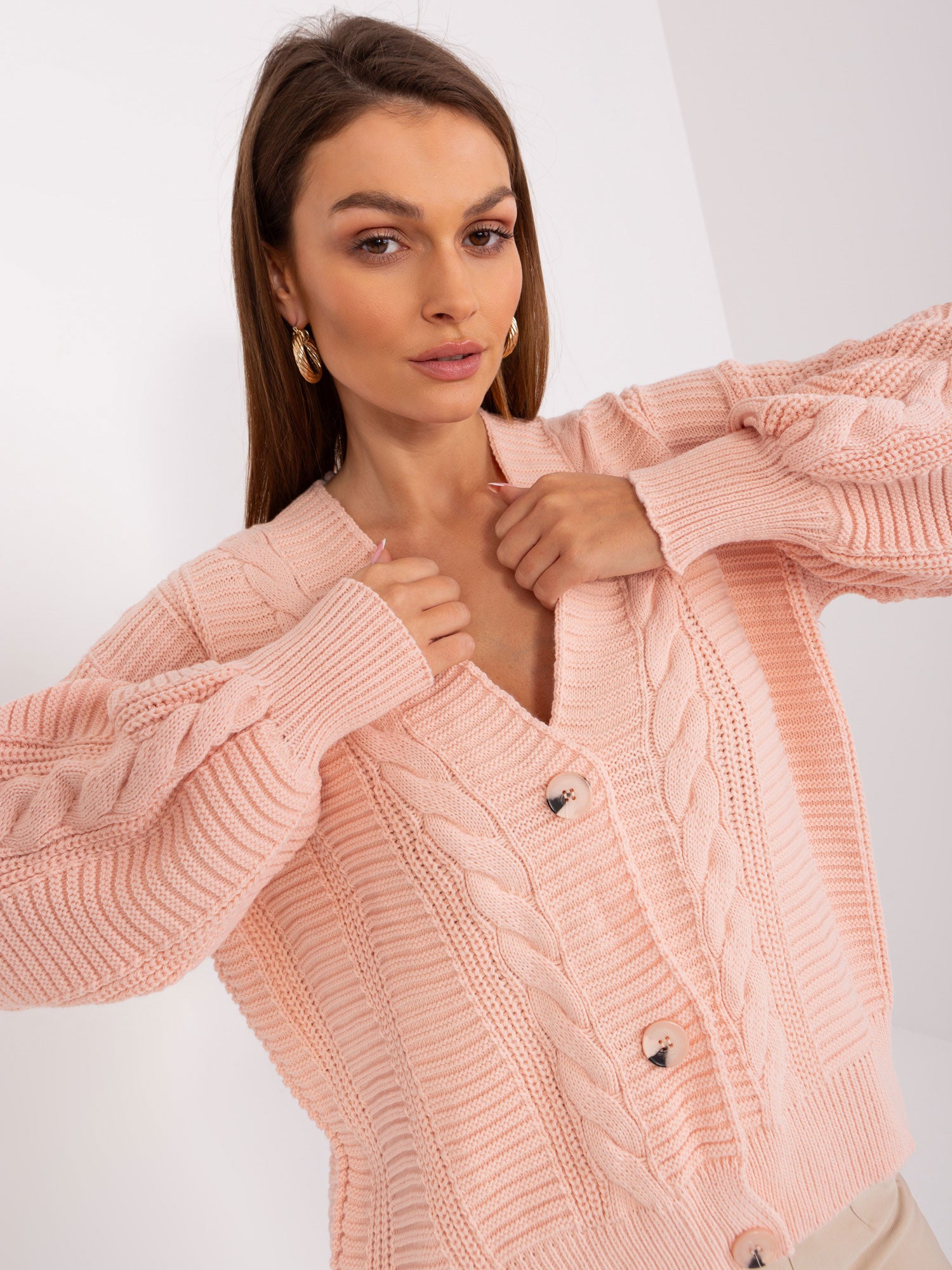 RUE PARIS Jasnoróżowy sweter z domieszką wełny