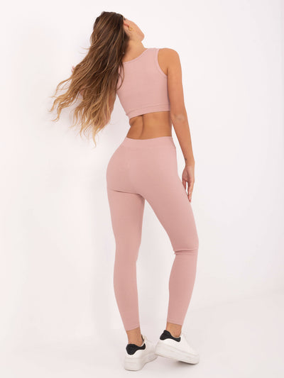 FOR FITNESS Jasnoróżowy sportowy komplet w prążek