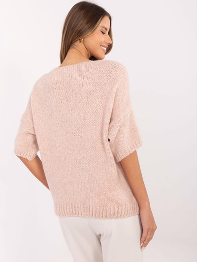 Jasnoróżowy sweter oversize z dodatkiem wełny