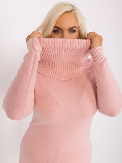 Jasnoróżowy sweter plus size ze ściągaczami