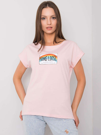 Jasnoróżowy bawełniany t-shirt damski