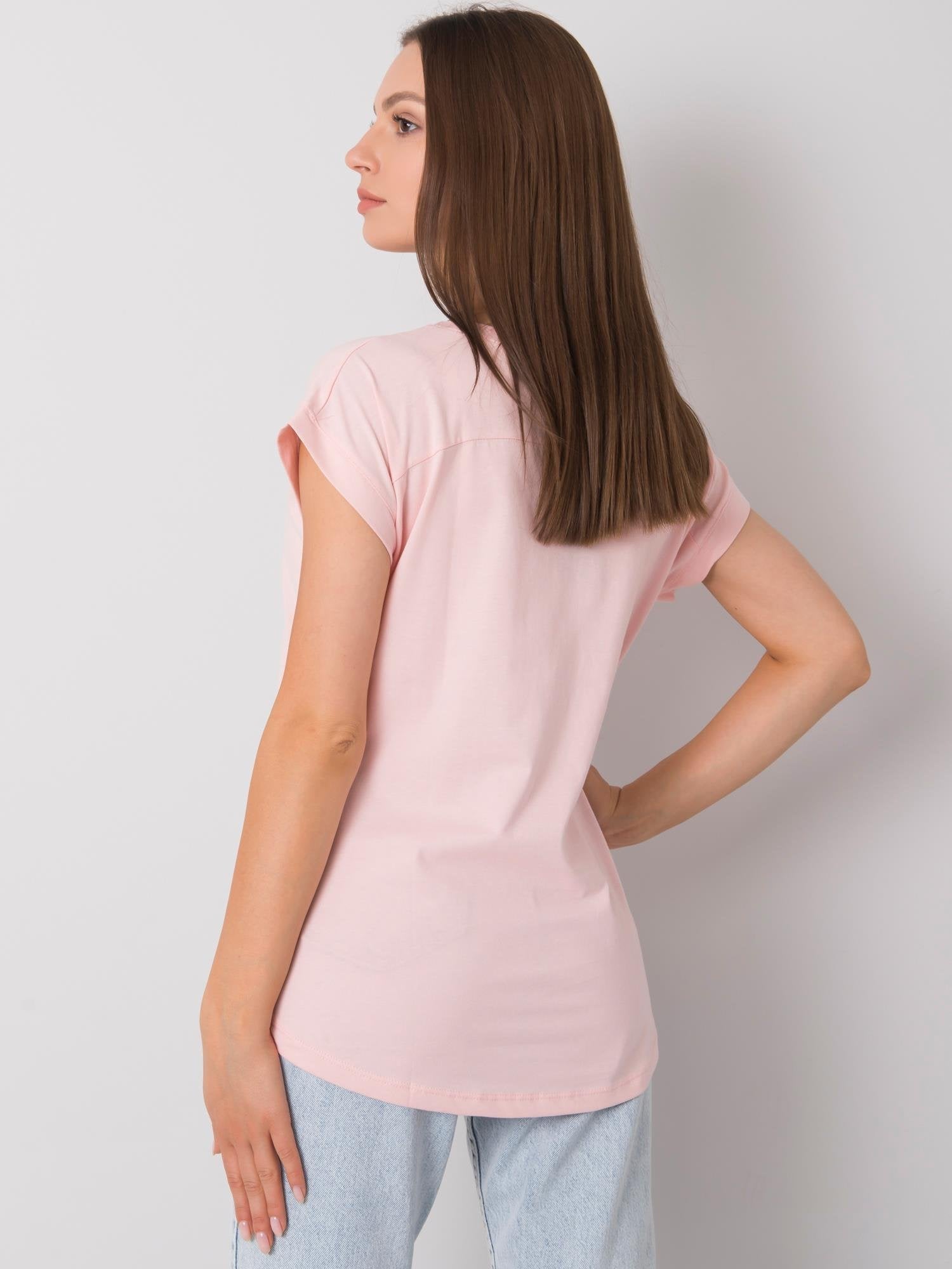Jasnoróżowy bawełniany t-shirt damski