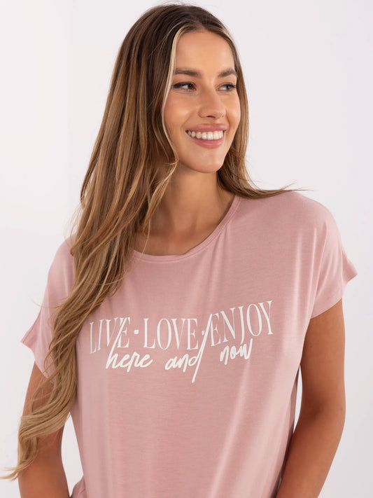 SUBLEVEL Jasnoróżowy t-shirt z wiskozy