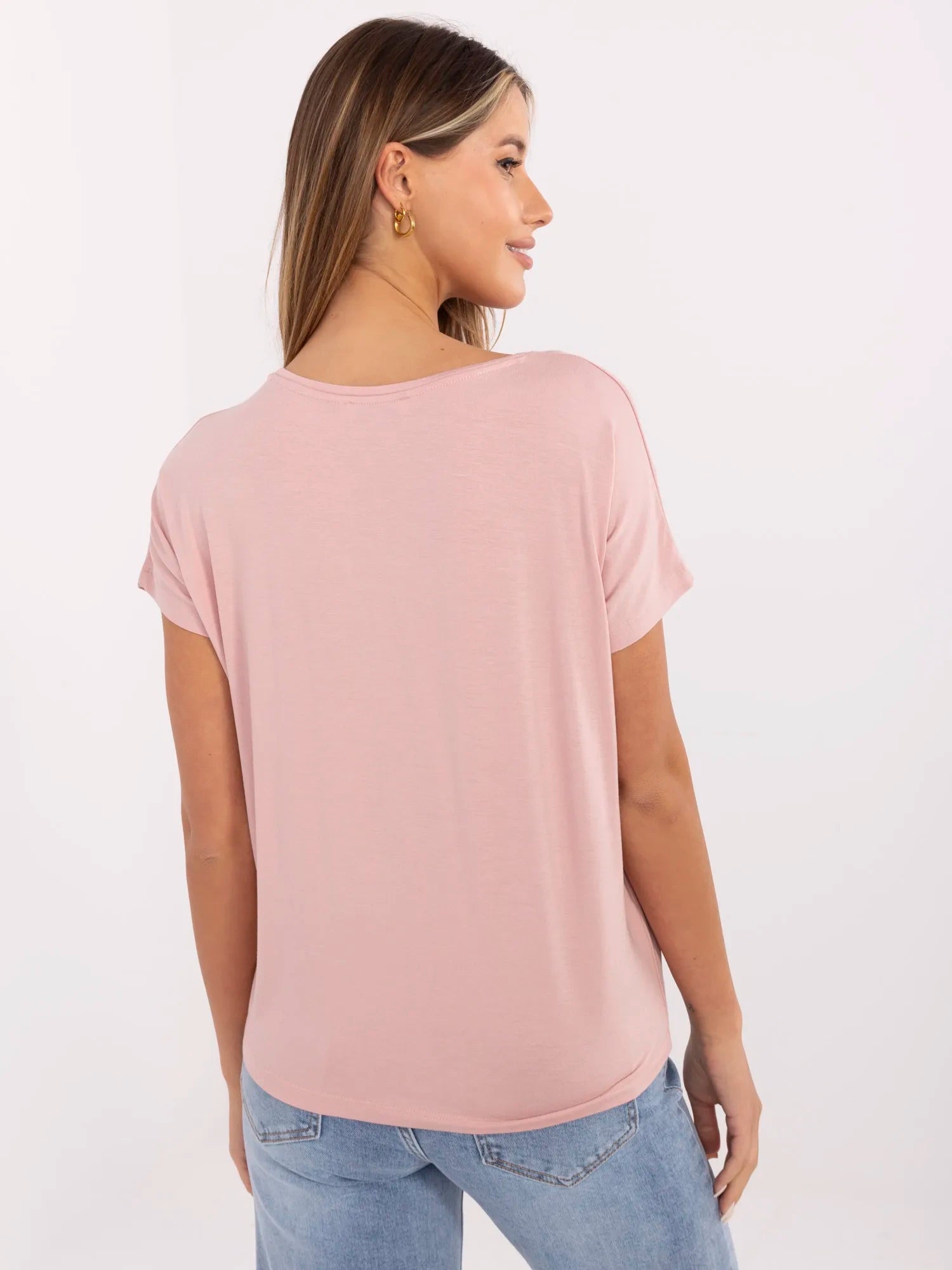 SUBLEVEL Jasnoróżowy t-shirt z wiskozy