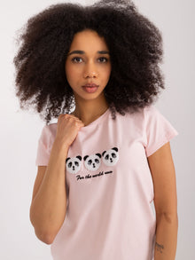 BASIC FEEL GOOD Jasnoróżowy t-shirt z napisem
