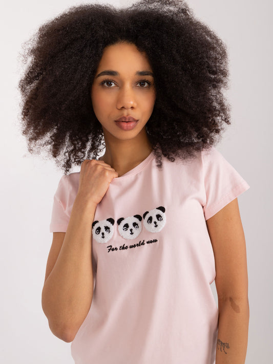 BASIC FEEL GOOD Jasnoróżowy t-shirt z napisem