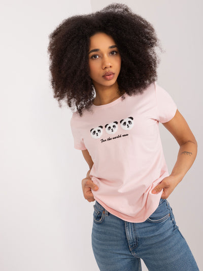 BASIC FEEL GOOD Jasnoróżowy t-shirt z napisem