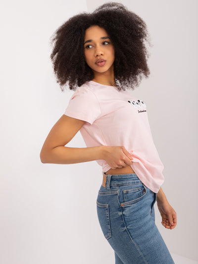 BASIC FEEL GOOD Jasnoróżowy t-shirt z napisem
