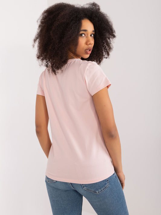BASIC FEEL GOOD Jasnoróżowy t-shirt z napisem
