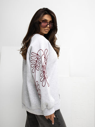 RUE PARIS Jasnoszara bluza oversize z ociepleniem