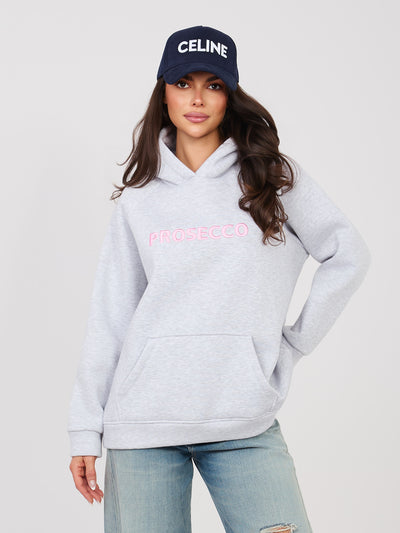 RUE PARIS Jasnoszara dresowa bluza oversize z kapturem