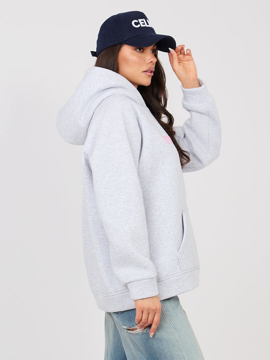 RUE PARIS Jasnoszara dresowa bluza oversize z kapturem
