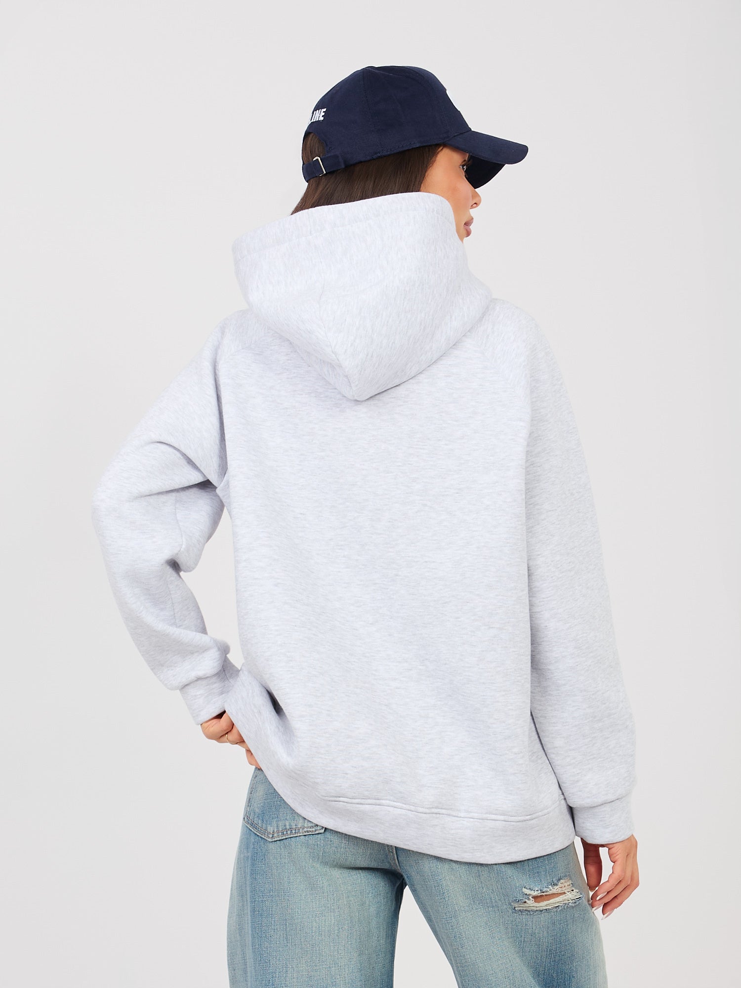 RUE PARIS Jasnoszara dresowa bluza oversize z kapturem